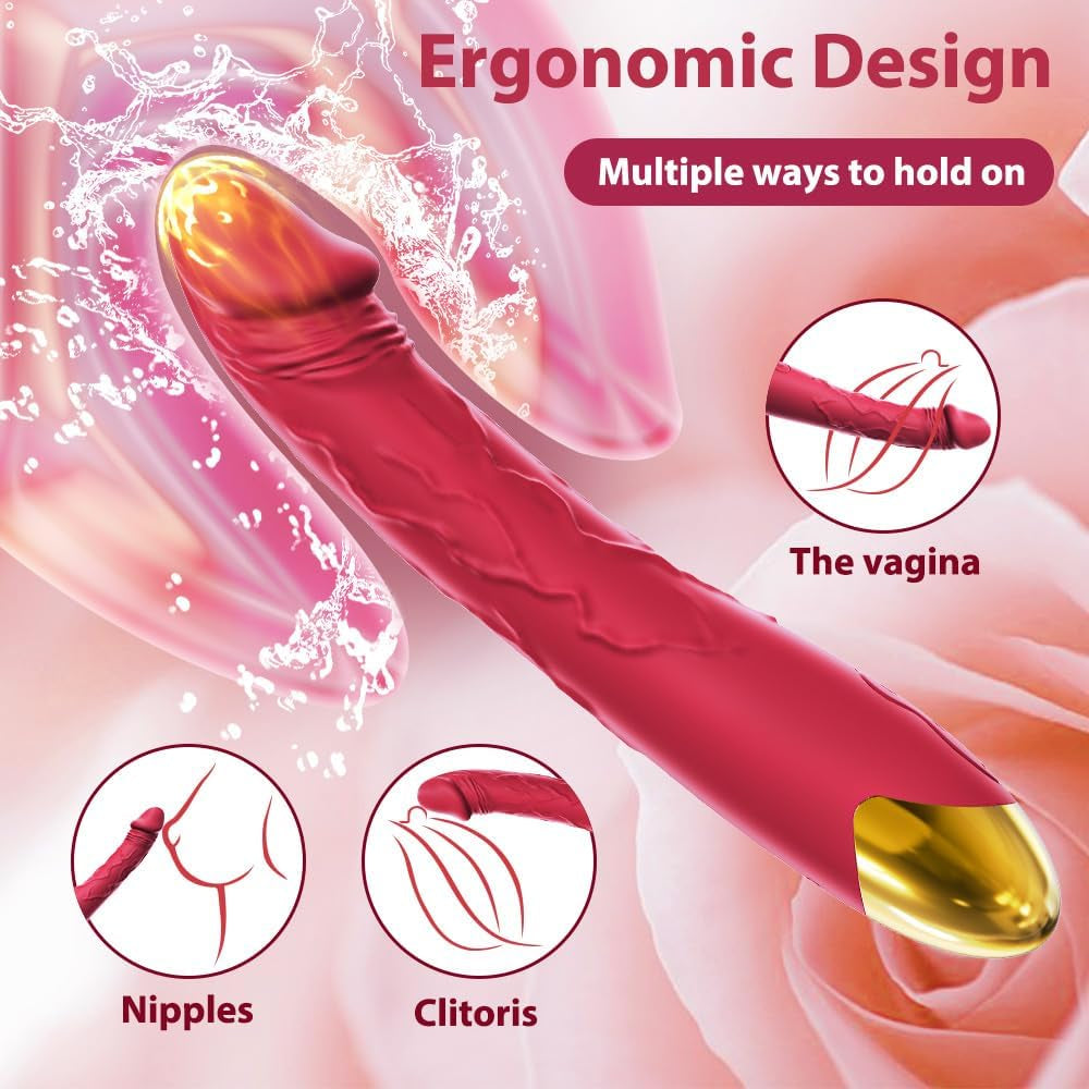 7.6 Inch Realistic Dildo Vibrator for Women,10 Powerful Vibration Modes for Clitoral and G-Spot Stimulation, Waterproof Rose Adult Sex Toys for Women and Couples
