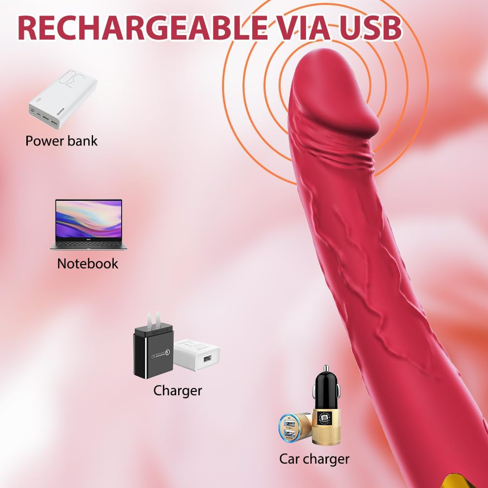 7.6 Inch Realistic Dildo Vibrator for Women,10 Powerful Vibration Modes for Clitoral and G-Spot Stimulation, Waterproof Rose Adult Sex Toys for Women and Couples