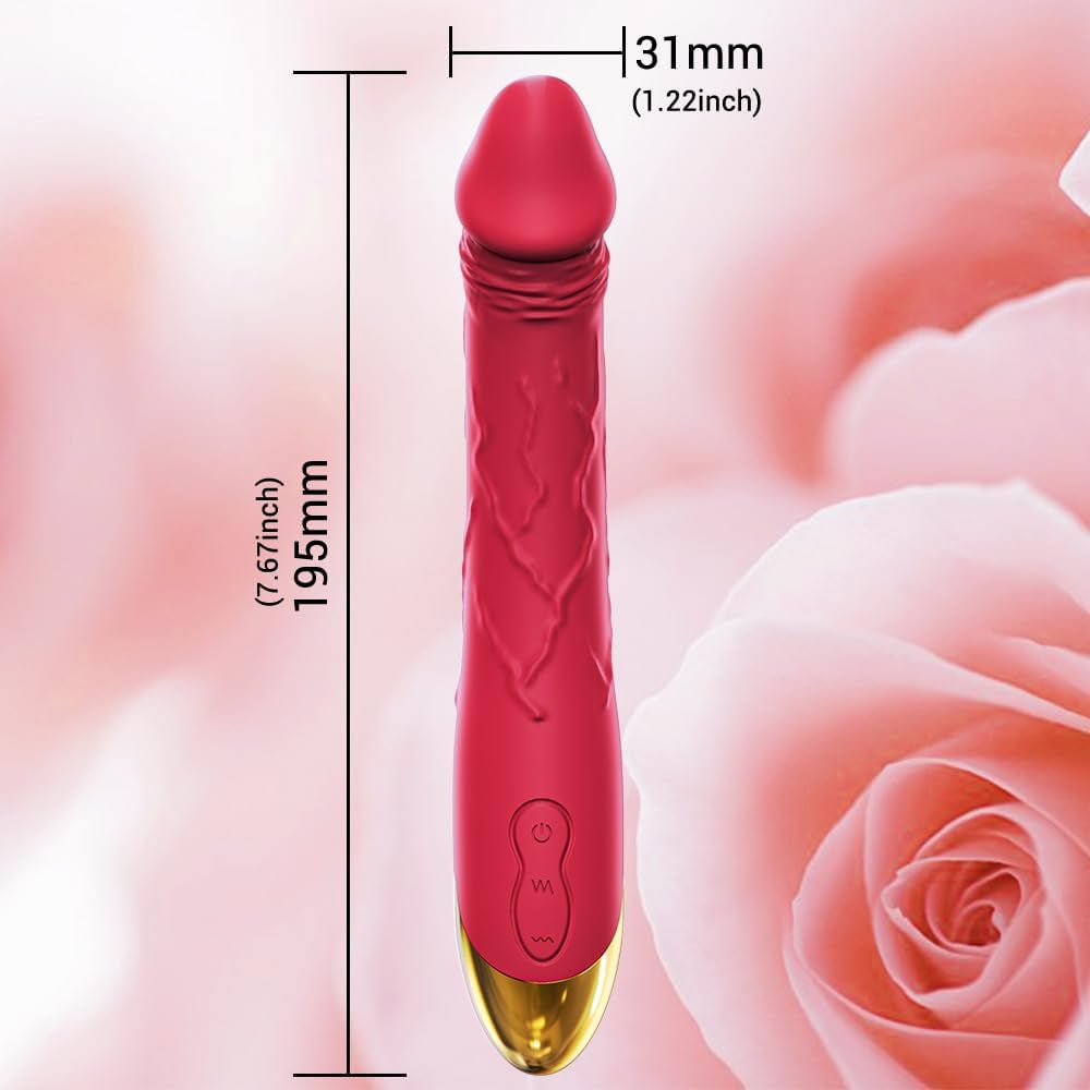 7.6 Inch Realistic Dildo Vibrator for Women,10 Powerful Vibration Modes for Clitoral and G-Spot Stimulation, Waterproof Rose Adult Sex Toys for Women and Couples