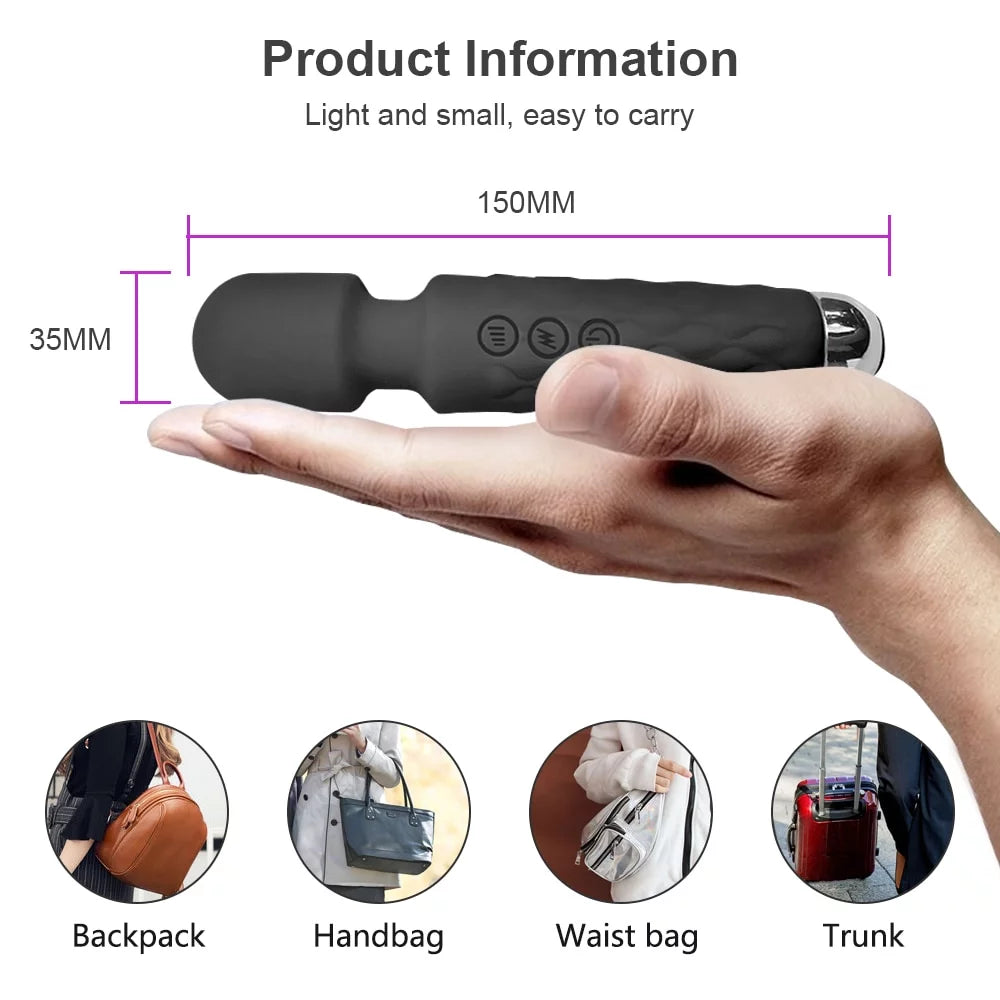 Personal Massager Wand Massager Powerful Quiet Vibration with 8 Speeds 20 Vibrating Patterns, Sex Toys Vibrator for Women