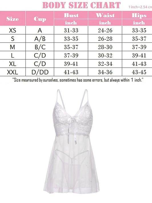 Women Lingerie Sleepwear Lace Strap Chemis Nightgown Wine Red L