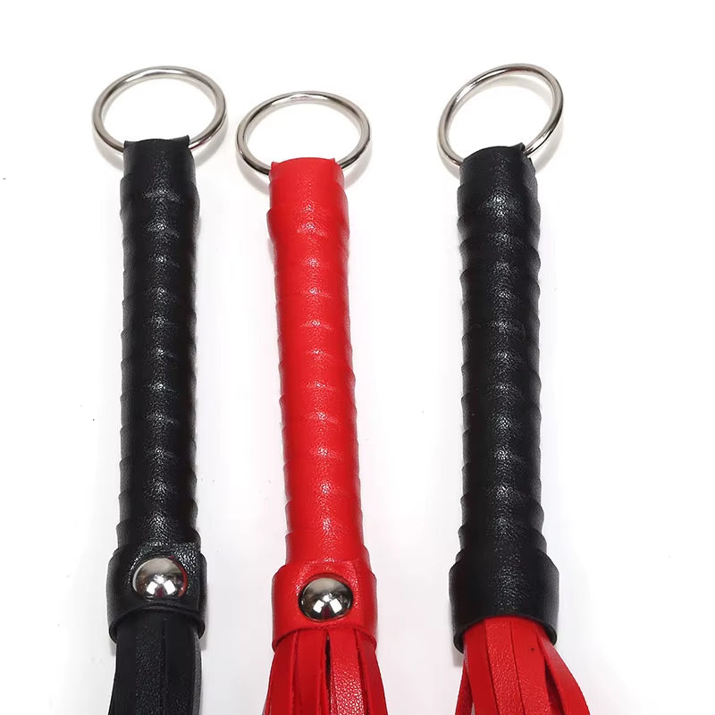 Pu Leather Pimp Whip Racing Riding Crop Party Flogger Hand Cuffs Queen Black Horse Riding Whip High Quality