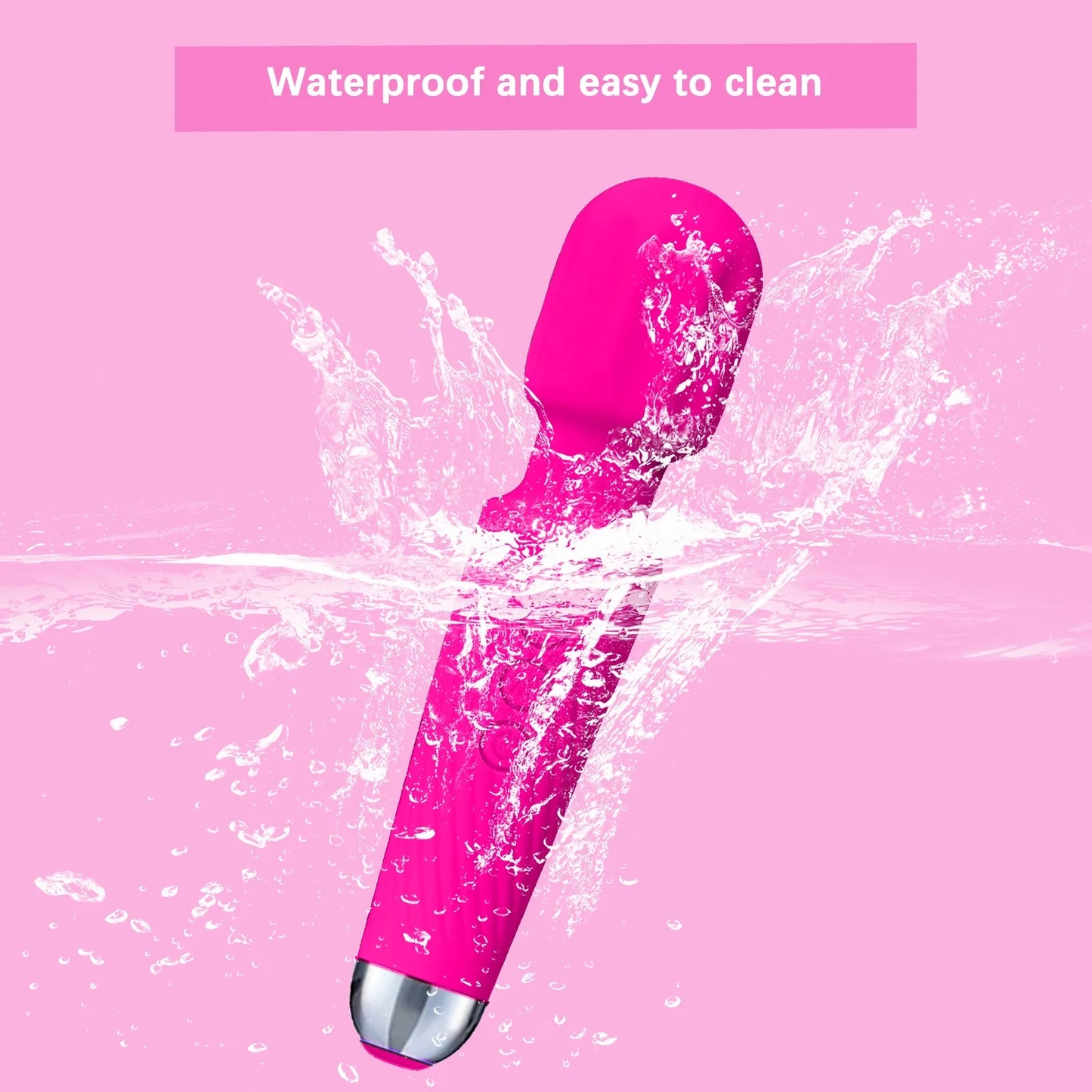 Massager Wand Vibrator with 20 Modes 8 Vibration,Rechargeable Vibrator Wand Waterproof Body Massager-Rose Red