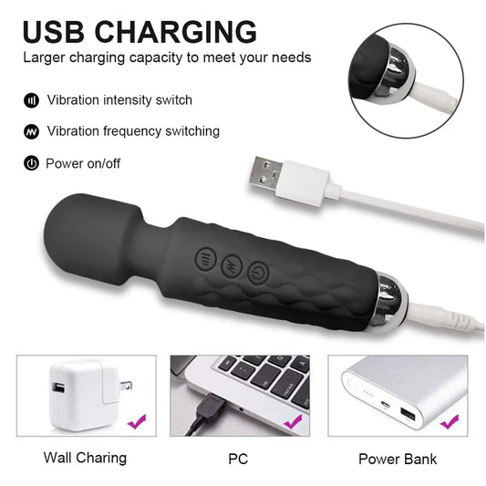 Personal Massager Wand Massager Powerful Quiet Vibration with 8 Speeds 20 Vibrating Patterns, Sex Toys Vibrator for Women