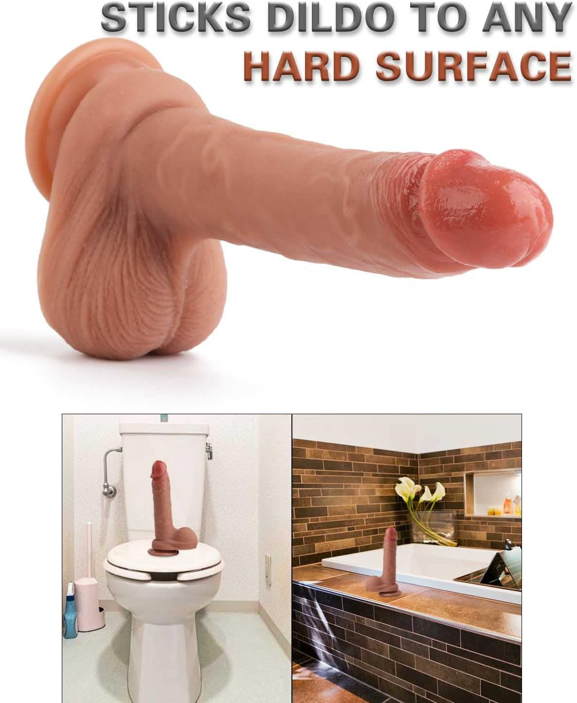 Realistic Dildo for Beginners Lifelike Huge Silicone Dildo, with Strong Suction Cup for Hands-Free Play, Realistic Penis for G-Spot Stimulation Dildos Anal Sex Toys for Women and Couple 7.7 "