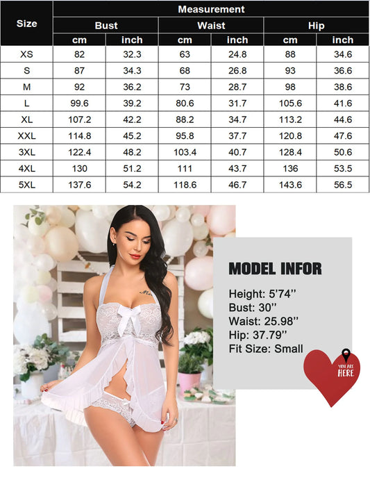 Womens Lingerie Lace Open Front Sleepwear Halter Nighty Chemsie